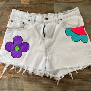 Hand painted Levi cut offs